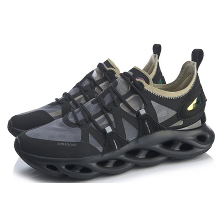 Li Ning Arc Slip Resistant Abrasion Resistant Low top Running Shoes Unisex Black ARHQ043-2
