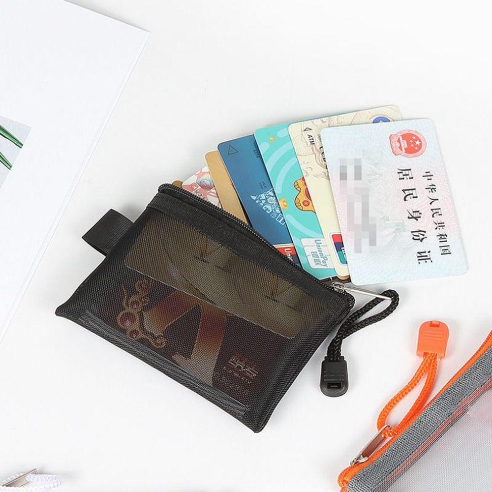 Nylon Mesh Cosmetic Bag ID Credit Card Holder Small Coin Purse Mini Zipper Pouch Mesh Storage Bags