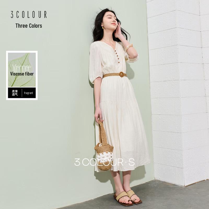 Sancai French Style V-Neck High-Waist A-Line Maxi Dress L