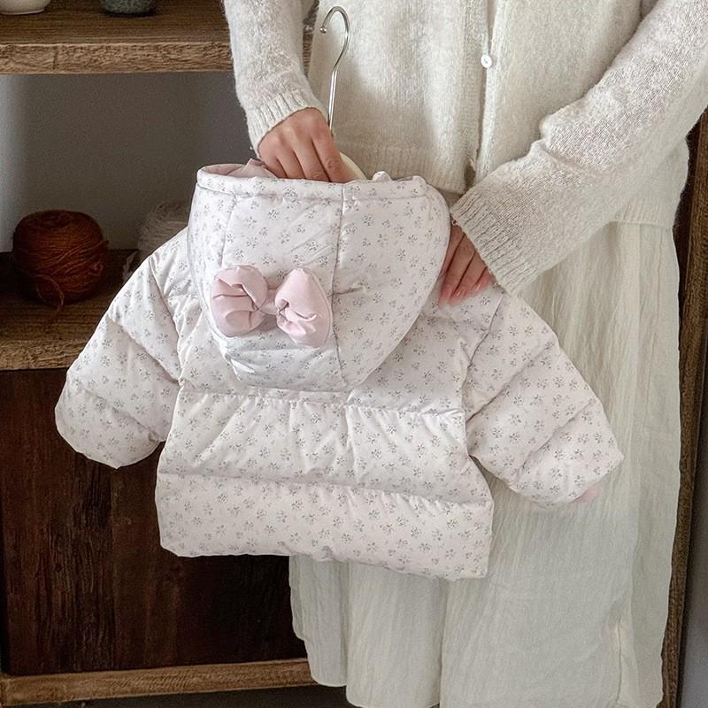 Girls Winter Down Coat 90% White Duck A-Class Thickened Mid-Length Hooded Toddler Outerwear 1-3 Years