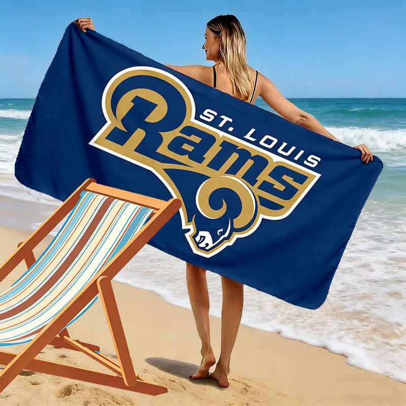 LA Rams Print Beach Towel, Large Soft Quick Dry Towel for Beach Camping Swimming