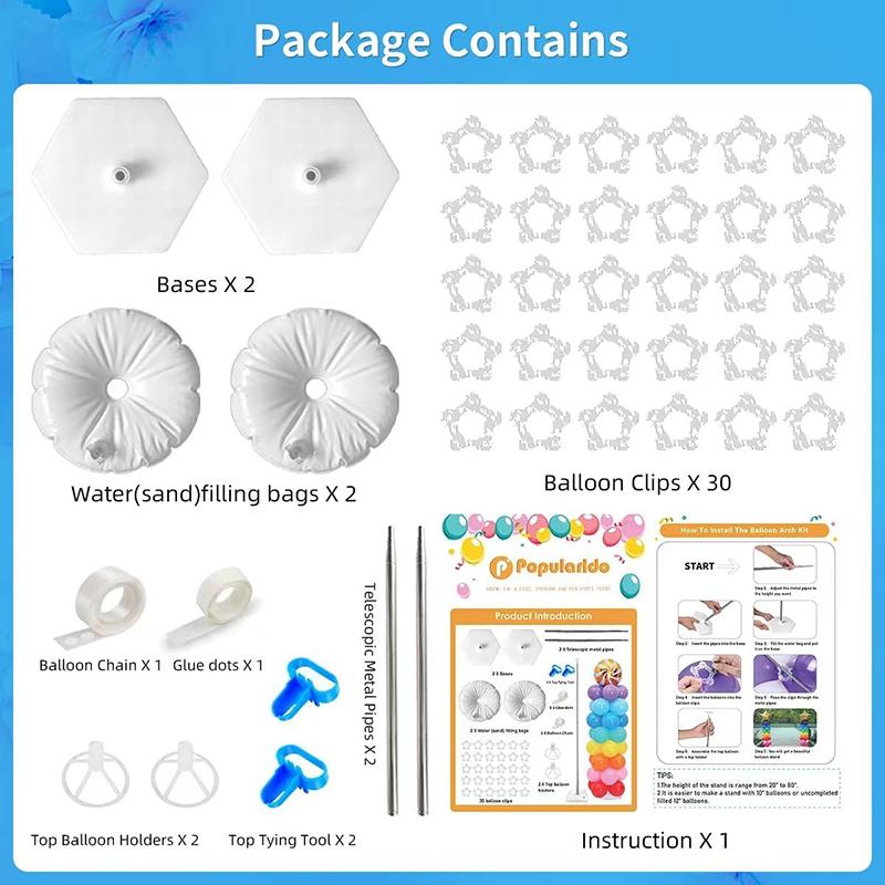 Ballonständer Set mit 2 Verstellbaren Metall-Ballonsäulenständer-Kits für Geburtstag, Hochzeit, Babyparty und Abschlussfeier