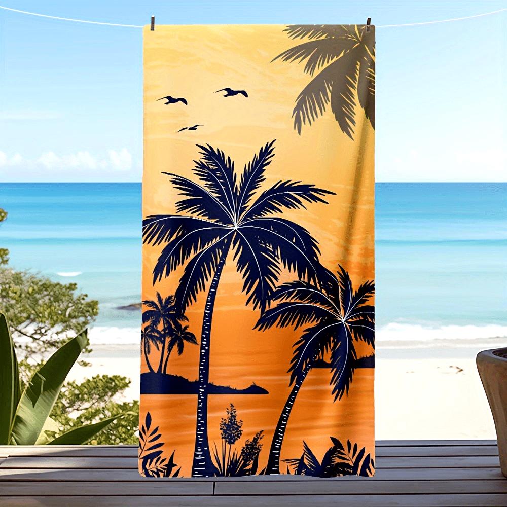 Tropische Palme Strandtuch - Übergroßes Schnelltrocknendes Sandfreies Mikrofaserhandtuch mit Lebendigem Sonnenuntergangsdesign für Reise Pool