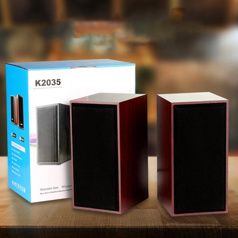 USB Wireds Wood Speaker Subwoofer Sound Box 3.5mm Input USB Power Computer Speaker for Desktop PC