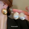 Brushed Geometric Oval Metal Earrings European and American Cold Style Design Earrings Fashion Exaggerated Earrings