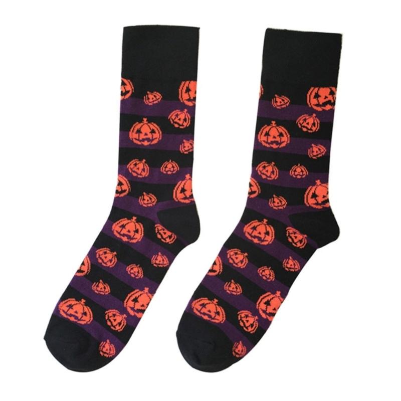 Novelty Funny Socks Festive Halloween Crew Socks Colorful Cotton Booties Socks Creative Pumpkin Bat Print Ankle Socks