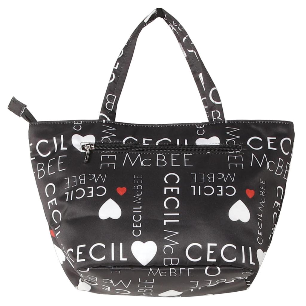Cecil McBee Green Tote Bag, Women's Logo Pattern Mini Tote, CM121139, White