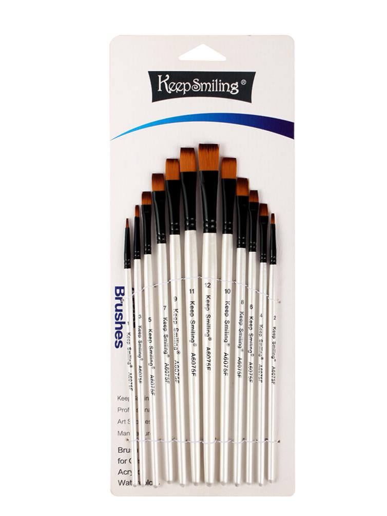 12-Piece Acrylic, Watercolor, and Oil Paint Brush Set – No Shed, Includes 13 Gouache Brushes