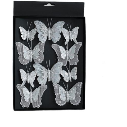 

Colorful Butterfly Design Christmas Tree Ornaments Easy To Install Clips Light Reflecting Details Perfect For Parties серебряный