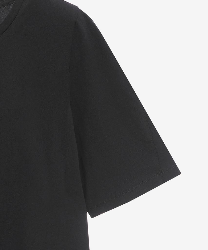 BASIC HOUSE Women'S Silket Deformed Sleeve Short Sleeve T-Shirt Black Lzts3213