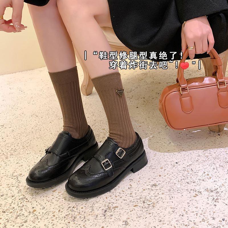 Grape mother same leather engraved retro platform loafers 2025 early spring new Oxford British style small leather shoes