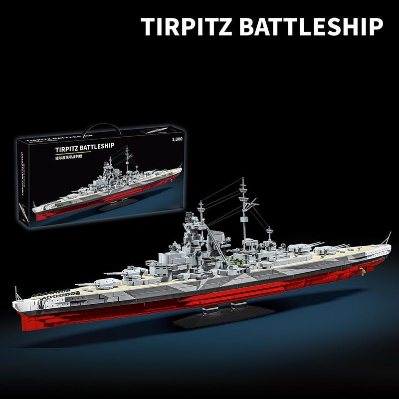 12GO 98006 Zweiter Weltkrieg Tirpitz Schlachtschiff Baustein Set - Puzzle-Montagemodell Spielzeug für Erwachsene & Kinder Weihnachtsgeschenk