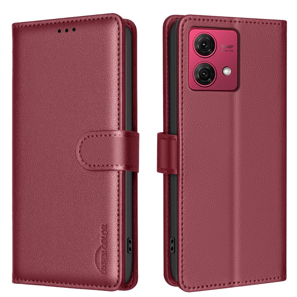 RFID Blocking Lichee Pattern PU Leather Card Slots Wallet Phone Case for Motorola Edge 50 Pro,Moto G04,G24,E14,G34,Edge 40 Neo,G84,G14,G54,G73,G13...