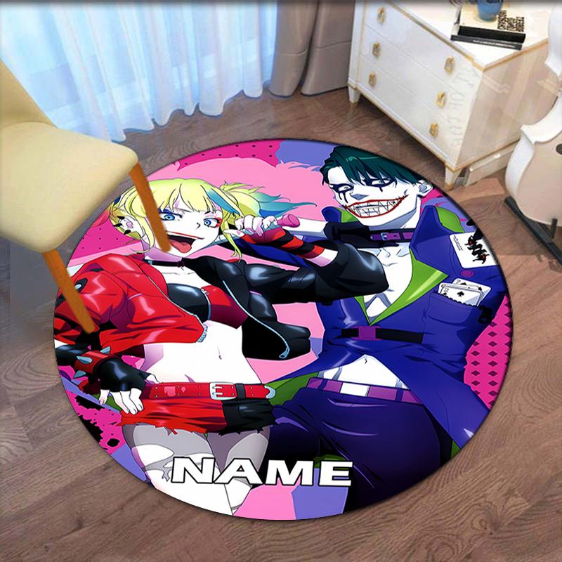 Custom Name Joker Printed Round Rug Carpet Chair Rug Area Rug Entryway Doormats,for Office Chair Living Room Bedroom Kitchen Room.