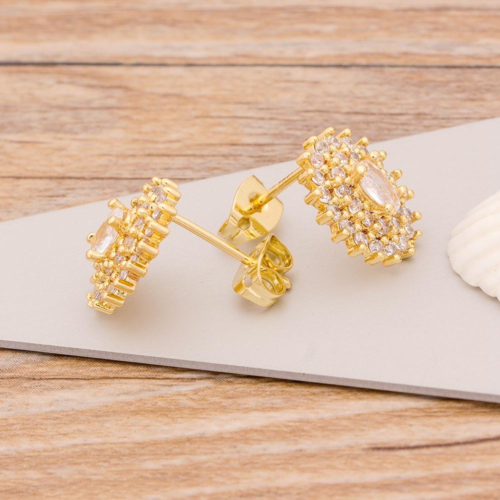 New Fashion Geometric Stud Earrings Copper Cubic Zirconia Wedding Party Daily Wearable Charm Jewelry Styles Fow Women Best Gifts