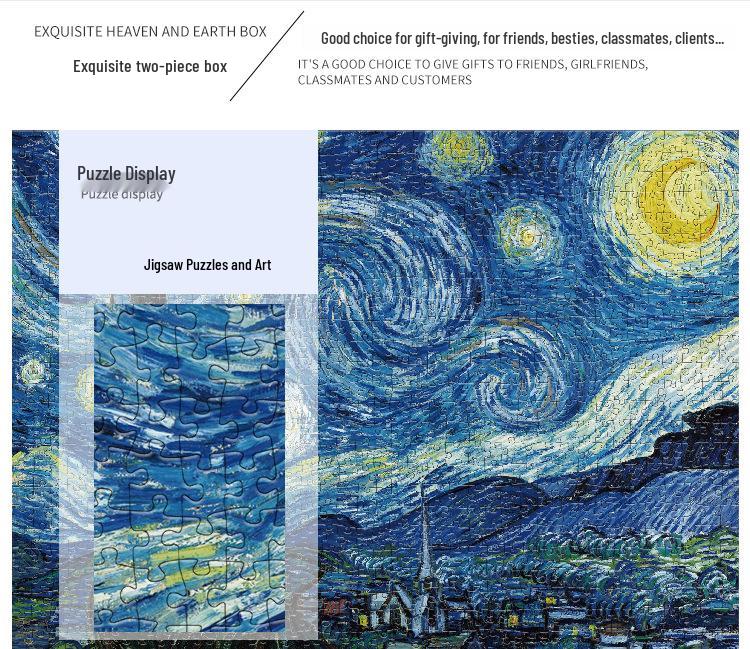 1,000-Piece High-Difficulty Jigsaw Puzzle for Adults - Stress Relief and Boredom Buster Featuring Famous Van Gogh Oil Paintings.
