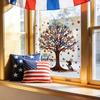 4th of July Window Clings Patriotic American Flag Red Blue White Tree Balloons Stickers Independence Memorial Day Static Decals for Store Glass Decor