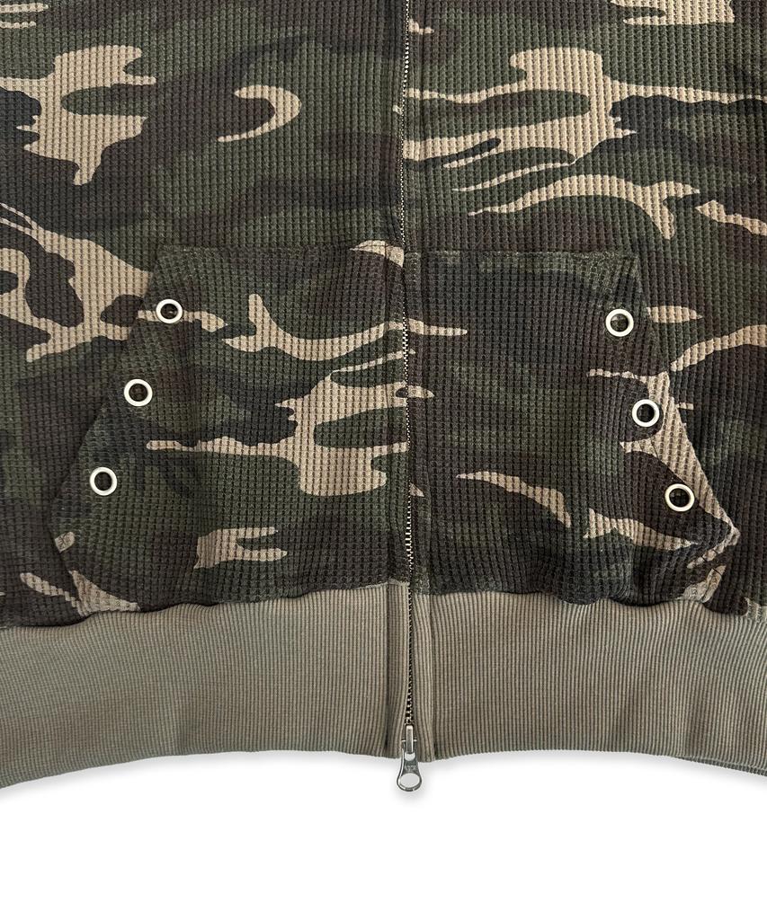 UNUSEDLAB Camo Embroidered Zip-Up Hoodie [Khaki]