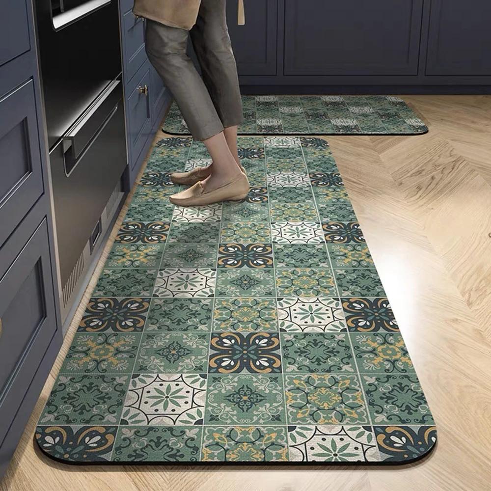 1/2PCS Kitchen Oil-Resistant Floor Mat, Bathroom Absorbent Quick-Drying Carpet, Anti-Slip Doormat For Home Decoration