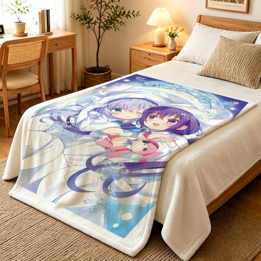 Anime I-Is the Order a Rabbit Throw Blankets Soft Warm Flannel Blanket Bedding for Bed Living Room Home Sofa