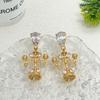 Manufacturer'S Supply Medieval Retro Lampstand Shape Micro-Inlaid Zircon Earrings Spot Female