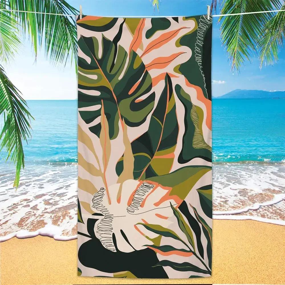 Sand Free Quick-dry Microfiber Bath Towels Tropical Plants Printed Beach Towel Portable Swimming Towels Blanket Beach Cover Up