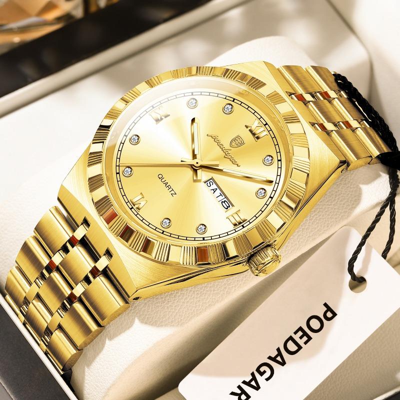 Top Brand Luxury Ultra-thin Men's Watch Diamond-encrusted Waterproof Quartz Luminous Wristwatch