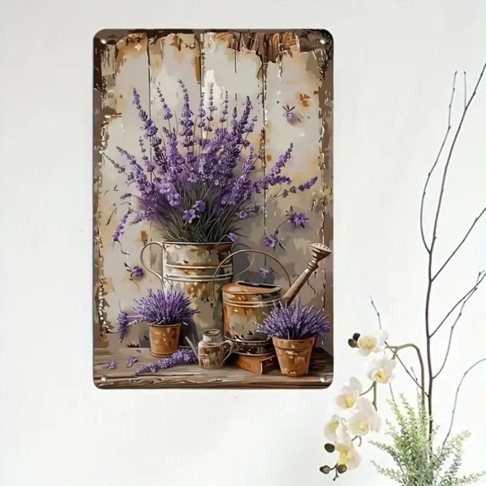 Vintage Metal Flower Wall Art Poster, 20x30cm Decorative Home Garden Sign
