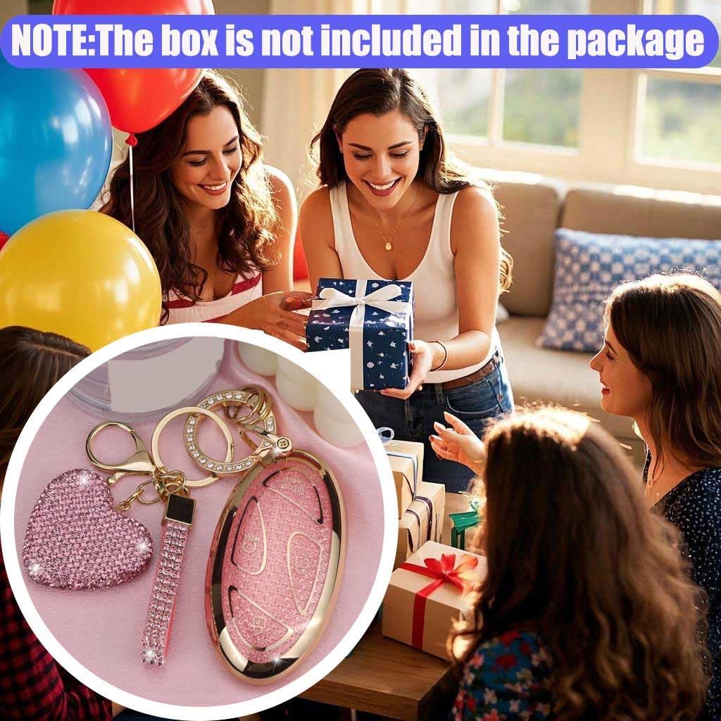 Key Fob Cover with Diamond Keychain Fit for Hyundai Car Key Holder Case Compatible with Hyundai Loniq 6 Grandeur GN7 KONA 2024 Smart Remote Key