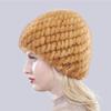 Women Winter Hand Knitted Genuine Mink Fur Hat Natural Warm Good Elasticity Fur Cap Russia Lady Quality Real Mink Fur Hats