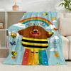 1PC Bee's Rainbow Adventure Flannel Blanket Gift, Suitable for Both Men And Women, Soft Ideal for Beds And Sofa, Birthday Or Christmas Gift