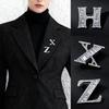 Metal Crystal Brooch Pin 26 English Letter Pins And Brooches Suit Shirt Badge Fashion Jewelry For Men And Women Accessories
