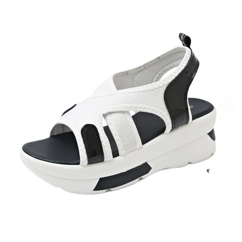 Fashion Shoes Female 2025 New Elastic Band Women's Sandals Fashion Color Matching Summer Casual Open Toe Comfortable Platform Sandals