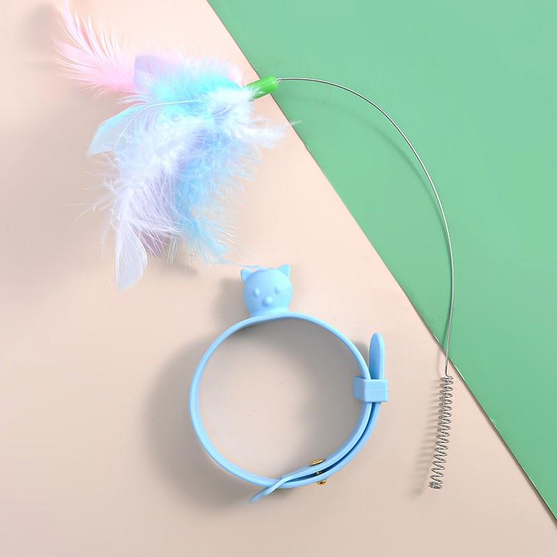 Long Rod Steel Wire Feather & Bell Cat Teaser - Durable Bite-Resistant Interactive Toy