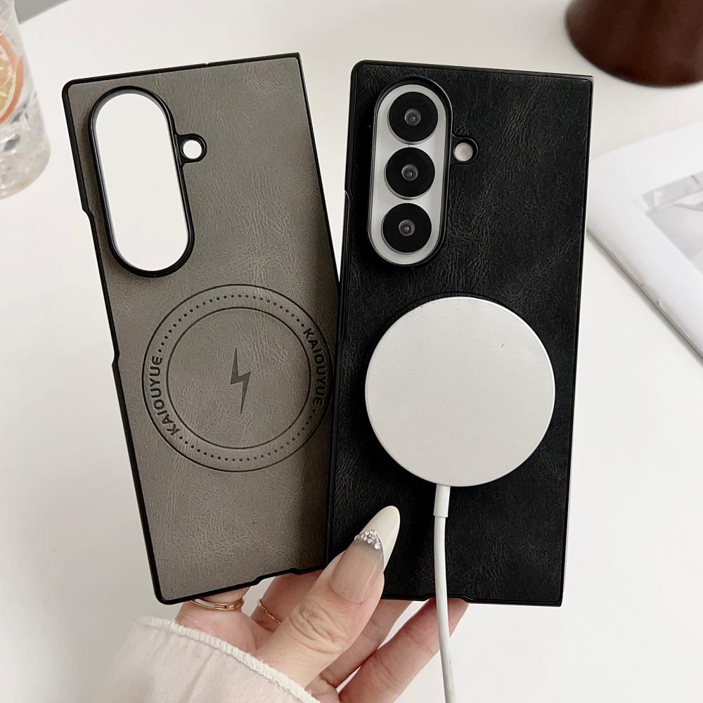 Für Samsung Galaxy Z Fold 7 Business Magnetische Hülle Luxuriöses Leder Für Magsafe Kabelloses Laden Weiche Silikon Schutzhülle