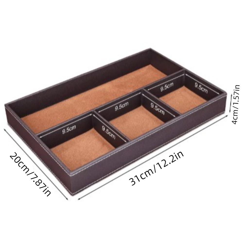 Pu Leather Desk Drawer Organizer Multi-Functional Jewelry Box For Office Supplies