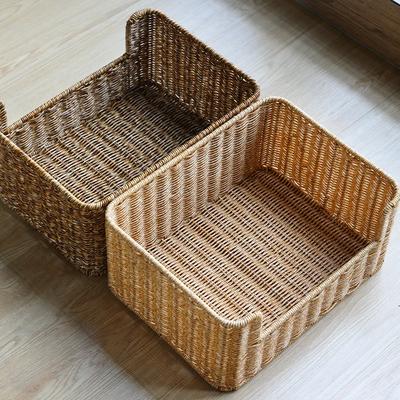 Panier de rangement imitation rotin, Organisateur de fichiers pour livres et magazines, Décoration d'étagère de bureau et d'armoire