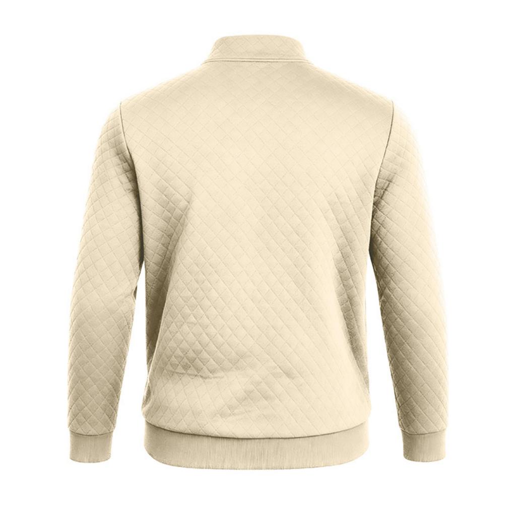 Men's Quilted Pullover Sweatshirt Half Zip Stand Collar Long Sleeve Casual Lightweight Top