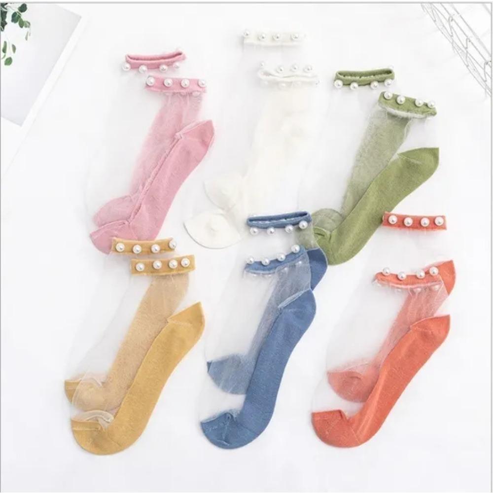 Neue Frühjahrs- und Sommerstrümpfe aus Perlenkarte, einzeln verpackt, japanische Damensocken, rutschfeste Socken