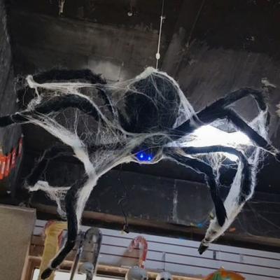 Halloween Animated Floating Giant Spider Sound Activated Motion Glowing Eyes Animatronic