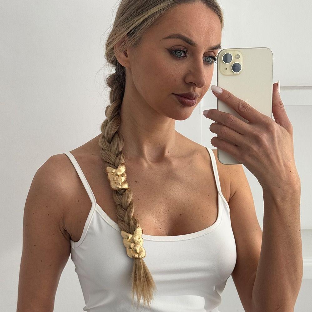 Braid Shaped Ponytail Hair Tie Metal Rubber Band Scrunchies Elastic Headband For Women Girls
