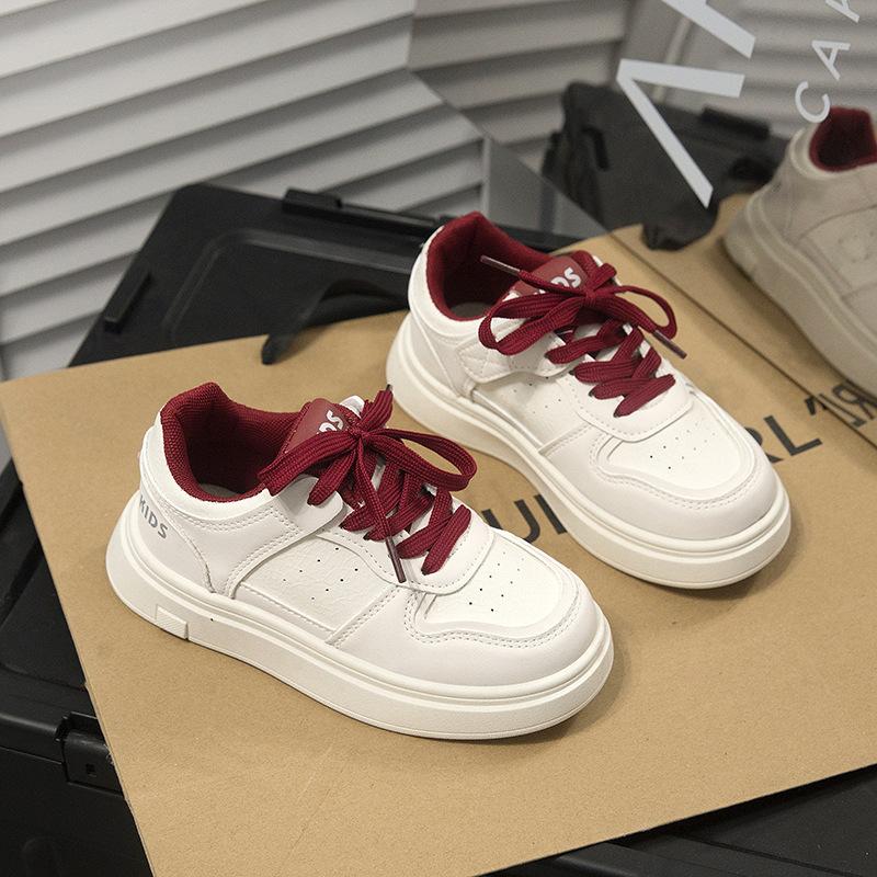 2025 New Children's Little White Shoes Girls' Students Comfortable Sports Board Shoes Boys' Versatile Lightweight Casual Shoes Tide
