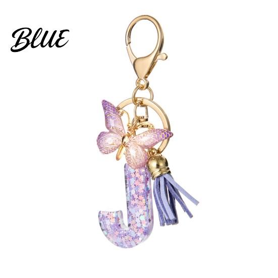 Comfortable To Carry Keychain Purple Series Pendant Sequins Star Initial Letter Charm Key