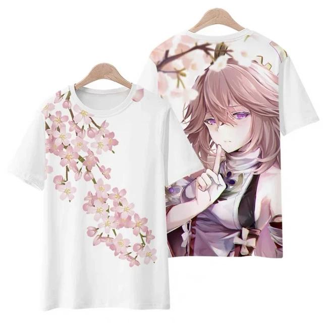2026 Summer New Fashion Source Impact 3D Printed T-shirt Anime Game Yae Miko Street Men's and Women's Casual Oversized T-shirt Y