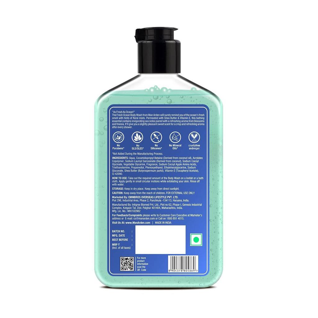 Ocean Fresh Duschgel mit Sheabutter und Vitamin E (250 ml), Fresh Ocean Duschgel mit Shea & Vitamin E, Man Arden