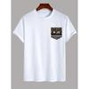 Gemustertes Taschen-T-Shirt, Weich, Atmungsaktiv & Farbecht, Klassische Passform für tägliche Freizeitkleidung