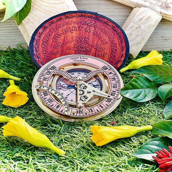Engraved Compass Brass Nautical Brass Copper Sundial Handmade Working Compass  Travel Gift-Birthday Gift for Him