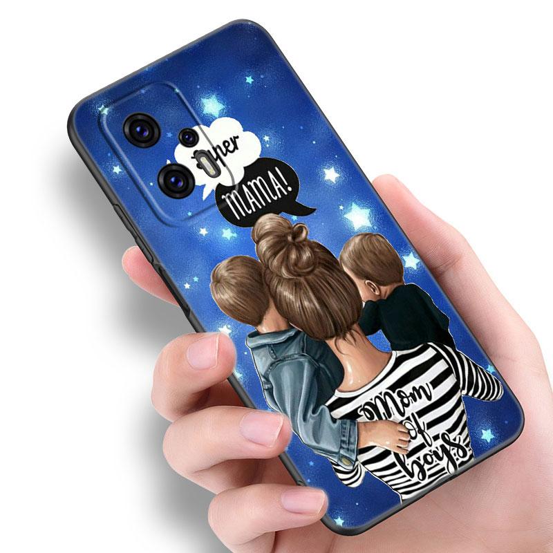 Baby Mom Girl Phone Case For Xiaomi POCO F2 F3 M2 M3 M4 X3 X4 Pro NFC F4 GT 5G F1 X2 C3 C31 C40 M5S Soft TPU Black Cover