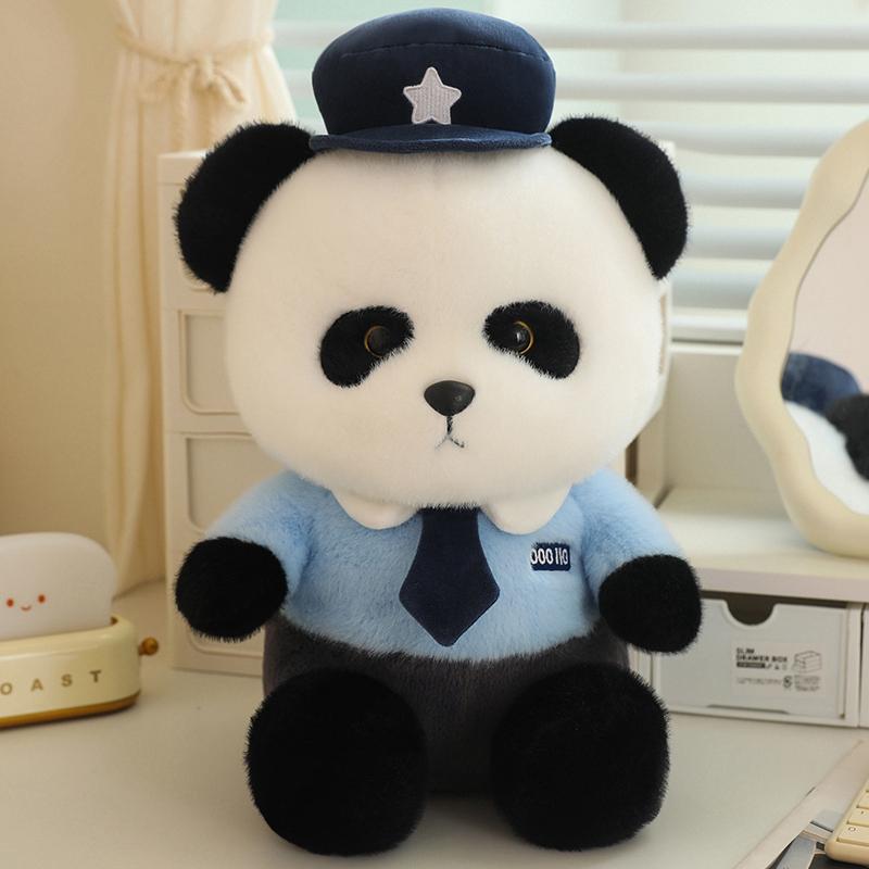 The New Police Panda Plush Toy Doll Sheriff Panda Doll Cute Turn Bag Pendant Car Display A Boy Holiday Gift