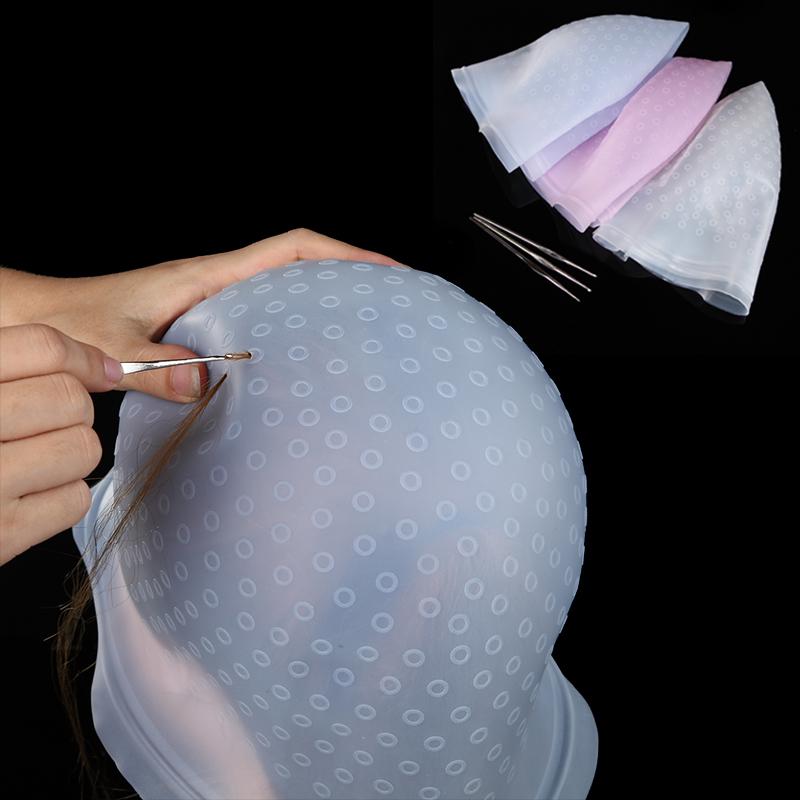 Buy Pro Dye Silicone Cap + Hook Hair Salon Highlighting Reusable Set